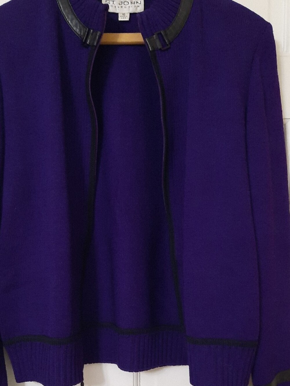 Purple Zip-Front Knit Jacket with Black Trim. ( No Tags for Material or Care) - Picture 6 of 12